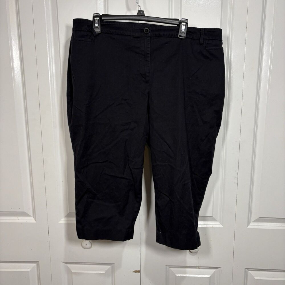Talbots Skimmer Pants Women 20WP Black Stretch Cropped Chino Casual Classic